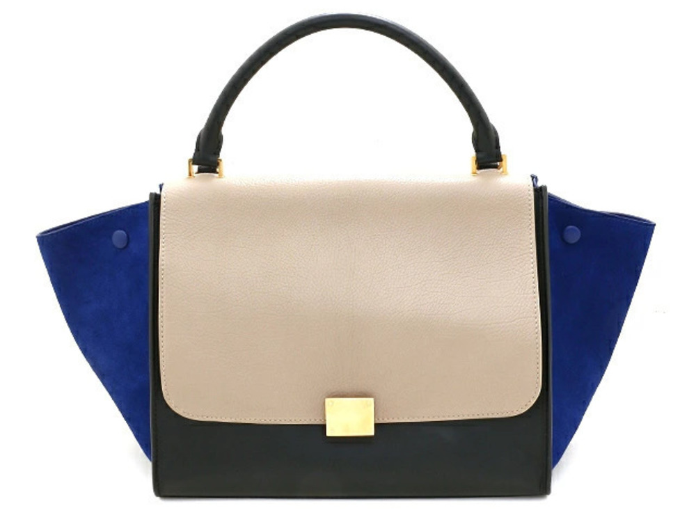 Celine Trapeze Handbag Black Beige Cream Blue